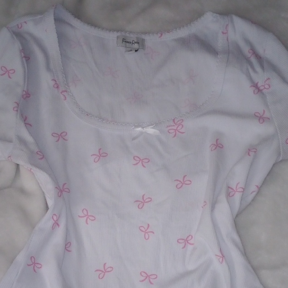 White and Pink Bow Tank Top
